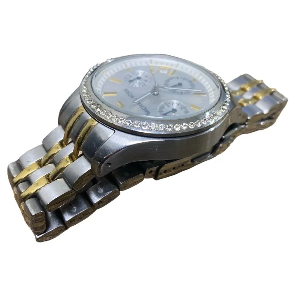 Michael Kors Two Tone Chrono Crystal Accent Bezel Stainless Steel Watch MK5098